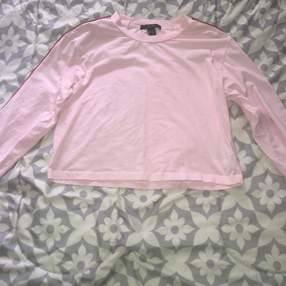 Baby Pink Long Sleeve Crop Top